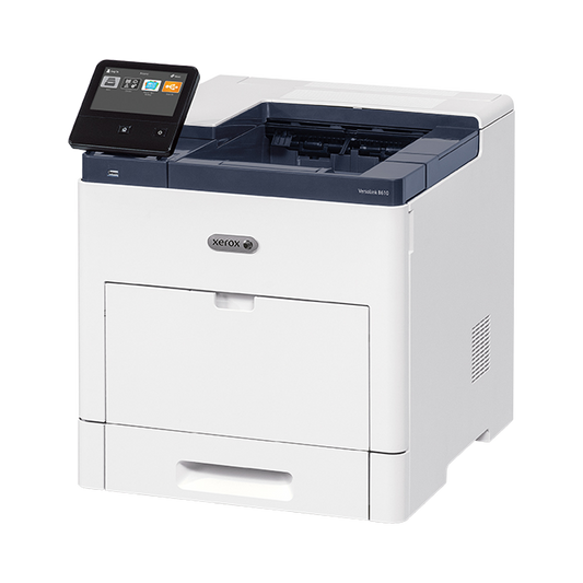 Stampante laser bianco e nero Xerox VersaLink B600 ad alta velocità, ideale per ambienti professionali, con interfaccia touch e sicurezza avanzata.