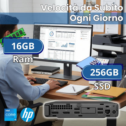 Bundle HP EliteDesk 800 G5 Mini | Intel Core i5-9500T | + Lexmark MX711DE Multifunzione Laser B/N A4 66 ppm