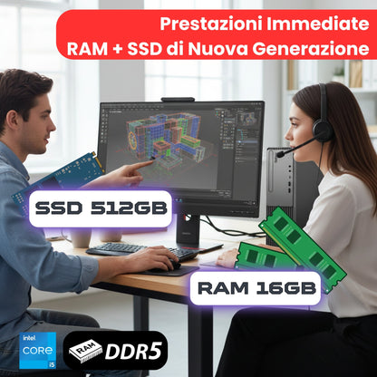 Bundle Lenovo Neo 30s Gen 5 SFF | Intel Core i5-13420H | Ram 16GB | SSD 512GB Monitor ThinkVision 24" VoIP Windows 11 Pro - NUOVO