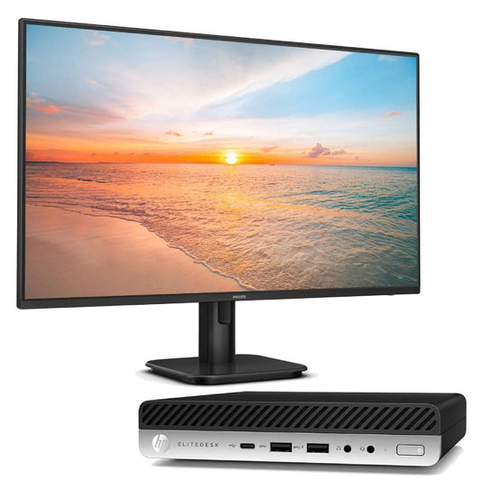 Bundle Postazione Completa | HP 800 G5 Mini i5 + Monitor Philips 27" FHD Multimediale Nuovo Windows 11 Pro
