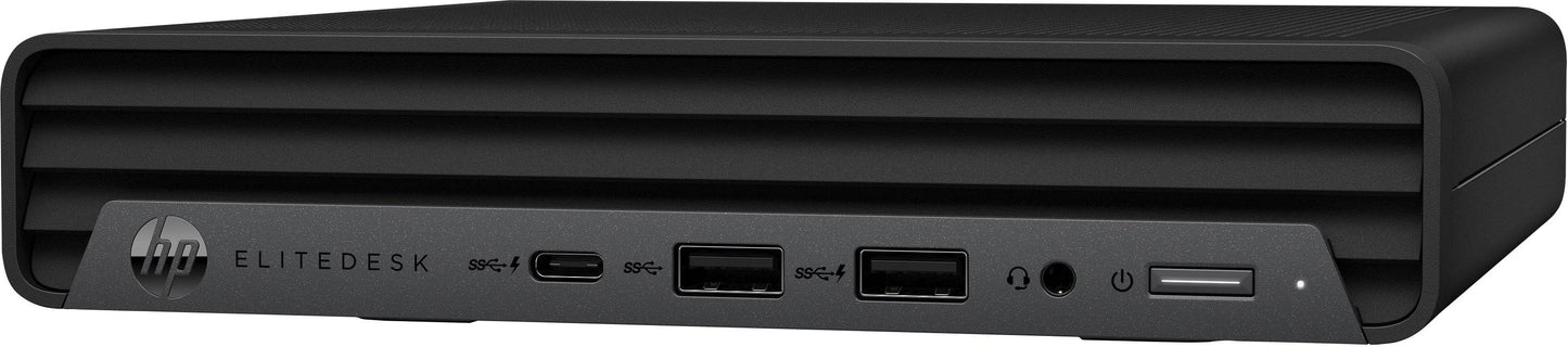 Mini PC HP EliteDesk 800 G6 con porte frontali USB e jack audio, perfetto per configurazioni salvaspazio e prestazioni professionali.