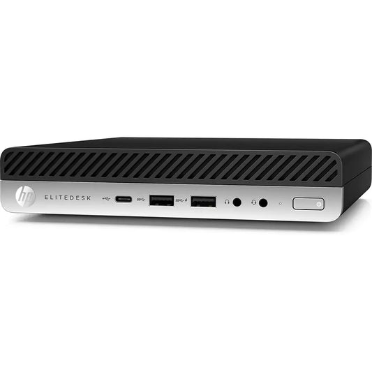 HP EliteDesk 800 G5 Mini front view, compact desktop PC with various USB ports, Messoanuovo.it
