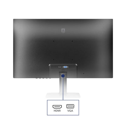Connettività del monitor Philips 27E2N1100L/00 evidenziata con porte HDMI e VGA, ideale per PC desktop e laptop.