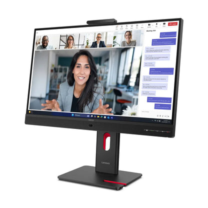 Monitor Lenovo su supporto, videochiamata di gruppo, ideale per pc ricondizionati e ufficio